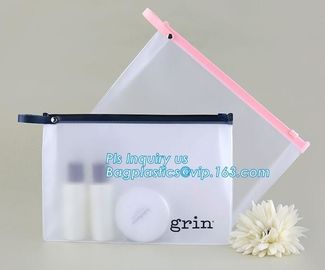 Standup Cosmetic PVC Bag With Slider, Promotional PVC Toiletry bag with zipper and slider, daily use of plastic bag with