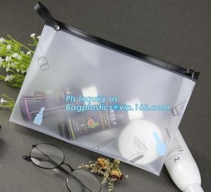 Eva Clear Vinyl Cosmetic Bag Slider Zipper Pencil Bag, Promotional Transparent Cosmetic PVC Bag Slider Zip Bags Clear Tr