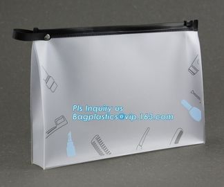 PVC slider zipper cosmetic makeup bag and pouch, Comfortable touching matt finishing slider Zip lockk stand up bag foggy e