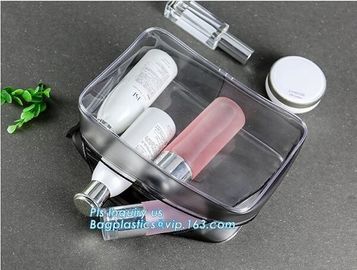 Travel Kit Organizer Bathroom Storage Cosmetic Bag Hanging Toiletry Bag, OEM promotional transparent plastic Heat Seal s