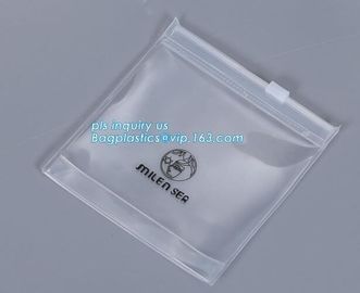 pvc zipper lock slider bag/Resealable PVC Slider Zip Poly Bag, Flat Garment Zipper Packaging Slider Bag, CPE material zi