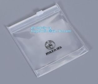 pvc zipper lock slider bag/Resealable PVC Slider Zip Poly Bag, Flat Garment Zipper Packaging Slider Bag, CPE material zi
