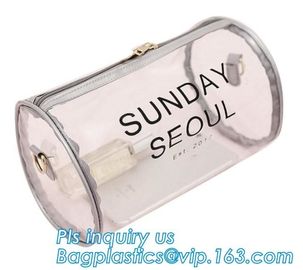 Barrel shape bag with bones with handle politzer bag, pvc toy package clear pvc barrel bag, zip barrel cosmetic box bag