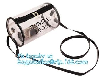 Barrel shape bag with bones with handle politzer bag, pvc toy package clear pvc barrel bag, zip barrel cosmetic box bag