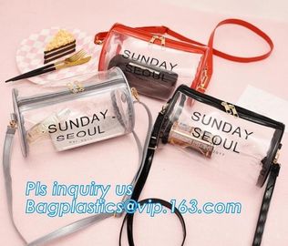 Barrel shape bag with bones with handle politzer bag, pvc toy package clear pvc barrel bag, zip barrel cosmetic box bag