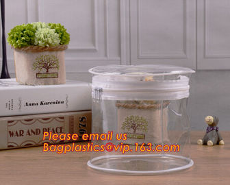clear cylinder circular promotional storage pvc zipper closure cosmetic bags, barrel bags, cylinder packing vacuum cup p