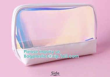 HOLOGRAPHIC MAKEUP BAG, PU TPU MATERIAL MAKEUP travel wash bag waterproof makeup bag cosmetic bags, ECO FIRENDLY PACKAGE