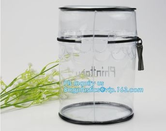 ZIPPERED BAGS, makeup cosmetic bag, travel BAG, Cosmetic Swimwear Sand beach Clear Cylinder PVC Bag For Women Makeup Tr