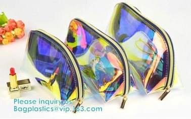 Holographic Color Bag Neon Bag Clear Pvc Cosmetic Make Up Bag in Rainbow,holographic Zip lockk bagholographic laser handy