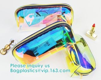 Holographic Color Bag Neon Bag Clear Pvc Cosmetic Make Up Bag in Rainbow,holographic Zip lockk bagholographic laser handy