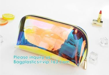 Holographic Color Bag Neon Bag Clear Pvc Cosmetic Make Up Bag in Rainbow,holographic Zip lockk bagholographic laser handy