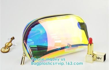 Holographic Color Bag Neon Bag Clear Pvc Cosmetic Make Up Bag in Rainbow,holographic Zip lockk bagholographic laser handy