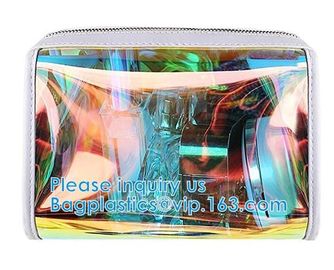 Custom Shell Shaped White Nylon Mesh Cosmetic Bag Pouch For Make Up,Hologram Vinyl Material Pvc Zip lockk Holographic Bag