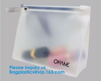 Eco-friendly heat seal frosted PVC /EVA Zip lockk bag, Custom Waterproof Cosmetic Clear Plastic PVC Zipper Bag With Logo
