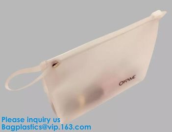 Eco-friendly heat seal frosted PVC /EVA Zip lockk bag, Custom Waterproof Cosmetic Clear Plastic PVC Zipper Bag With Logo
