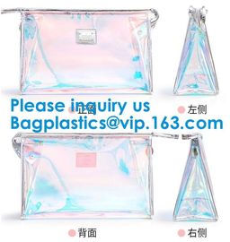Glossy Rainbow Hologram Vinyl Cosmetic Pvc Bag With Zip Closure,Hologram zipper pvc cosmetic bag