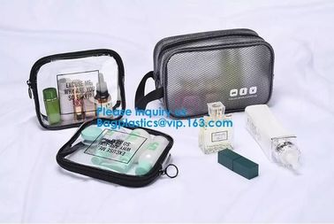 Fashion Black Shaving Kit Travel Wash Bag Organizer PVC Waterproof Portable Gym Hanging Toiletry Bag for men