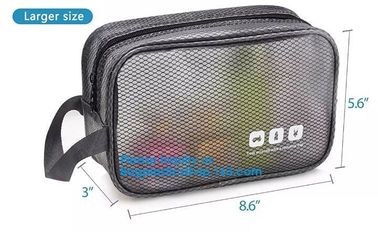 Fashion Black Shaving Kit Travel Wash Bag Organizer PVC Waterproof Portable Gym Hanging Toiletry Bag for men