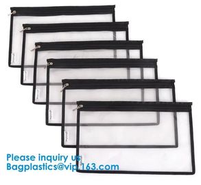 A4 Clear Pvc Zipper File Bag A5 Clear Pvc Document Bag With Red Zipper B5 Pvc Envelope Bag With Card Pouch