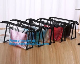 Travel Toiletry Bag Makeup Pouch Durable Carry-On Clear Zipper Small Cosmetics bag Simple Zipper Cosmetic Travel Bag