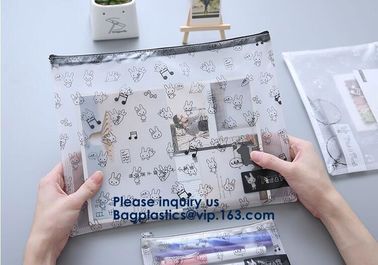 Promotional Custom Printed Pvc Vinyl Transparent Stationery Zip lockk Bags,Crossbody Stationery Set Zipper Pvc Bag Bagease