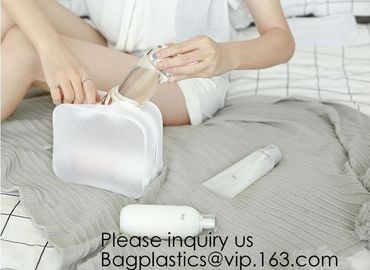 Custom design PU cosmetics zipper pouches transparent PVC wash gargle bags,China Wholesale Travel Transparent Lattice
