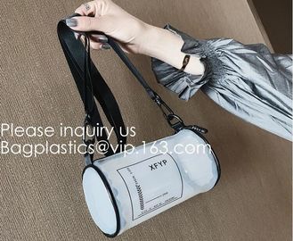 Tube Bags, Promotional Beautiful Travel Small Cosmetic Pouch Women Clutch Bag PVC Shiny Cosmetic Beauty Makeup Bag