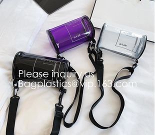 Tube Bags, Promotional Beautiful Travel Small Cosmetic Pouch Women Clutch Bag PVC Shiny Cosmetic Beauty Makeup Bag