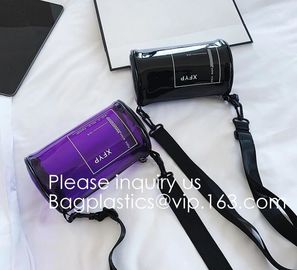 Tube Bags, Promotional Beautiful Travel Small Cosmetic Pouch Women Clutch Bag PVC Shiny Cosmetic Beauty Makeup Bag