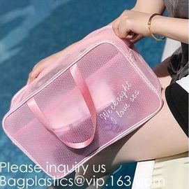 Eco-friendly Fashion Waterproof Clear PVC Zippered Cosmetic Pouch for Bathroom,Holographic PVC Makeup Cosmetic Bag Laser