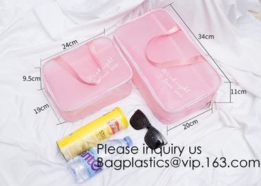 Eco-friendly Fashion Waterproof Clear PVC Zippered Cosmetic Pouch for Bathroom,Holographic PVC Makeup Cosmetic Bag Laser