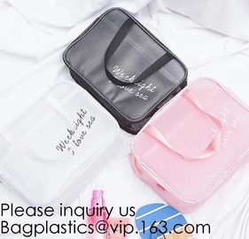 Eco-friendly Fashion Waterproof Clear PVC Zippered Cosmetic Pouch for Bathroom,Holographic PVC Makeup Cosmetic Bag Laser