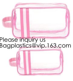Modern Fashion Travel Portable Transparent PVC Customized Logo Cosmetic Pouch,PVC Cosmetic Pouch With red Zipper