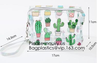 Cute Unicorn PVC Transparent Travel Accessory Cosmetic Bag Waterproof Makeup Pouch Cactus Flamingo Wash Kits Organizer