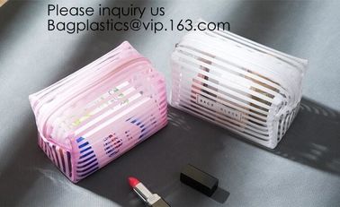 Clear Zipper Pouch with Strap Makeup Bag PVC Cosmetic Pouch,Printing Clear Zip lockk Cosmetic PVC Pouch, bagease, bagplast