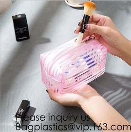 Clear Zipper Pouch with Strap Makeup Bag PVC Cosmetic Pouch,Printing Clear Zip lockk Cosmetic PVC Pouch, bagease, bagplast