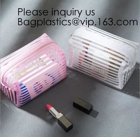 Clear Zipper Pouch with Strap Makeup Bag PVC Cosmetic Pouch,Printing Clear Zip lockk Cosmetic PVC Pouch, bagease, bagplast