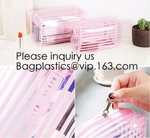 Clear Zipper Pouch with Strap Makeup Bag PVC Cosmetic Pouch,Printing Clear Zip lockk Cosmetic PVC Pouch, bagease, bagplast