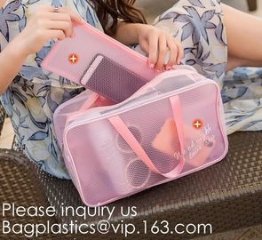 Easy Carrying Small Transparent Pvc Cosmetic Pouch,Shiny Glitter Pvc Cosmetic Pouch Bag With Three Pouch, bagease, bagpl