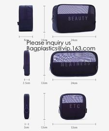 Men and Women Mesh Cosmetic Pouch Set Toiletry Bags See Through Travel Makeup Organizer,mesh cosmetic pouch nylon cosmet