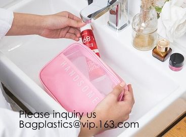 Travel toiletry pouch cosmetic makeup organizer bag zipper transparent pvc mesh bags,pouch nylon cosmetic gift bags&amp;case