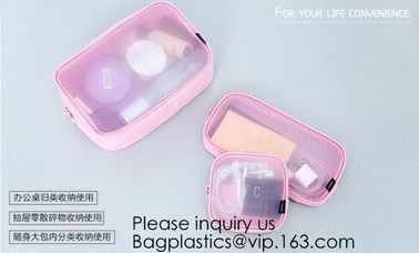 Travel toiletry pouch cosmetic makeup organizer bag zipper transparent pvc mesh bags,pouch nylon cosmetic gift bags&amp;case