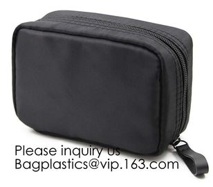 Canvas Makeup Bag Ladies Clutch Bag With Gold Zipper,Dopp Case Striped Canvas Cosmetic Makeup Bag with leather handle