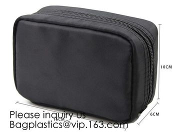Canvas Makeup Bag Ladies Clutch Bag With Gold Zipper,Dopp Case Striped Canvas Cosmetic Makeup Bag with leather handle