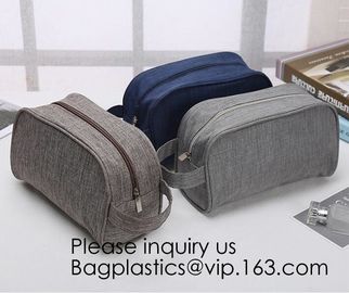 Cosmetic Toiletry Bag Mens Canvas Leather Travel Kit Wash Makeup Bag,organic cotton canvas makeup bag with zipper make-u