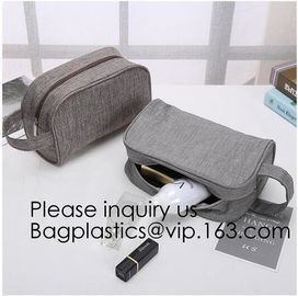 Cosmetic Toiletry Bag Mens Canvas Leather Travel Kit Wash Makeup Bag,organic cotton canvas makeup bag with zipper make-u