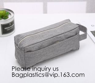 Wholesale Men Vintage Zipper Cosmetic Bag Leather Wash Cotton Canvas Makeup Bag Toiletry Bag, bagease, bagplastics