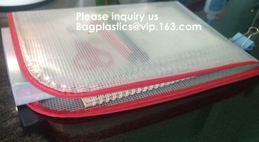 Mesh Organizer Storage Bag Durable File Bag for Office Stationery and Travel,Zipper Mesh File Bag Cosmetic Bag PVC Bag f