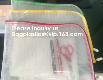 Transparent clear mesh pvc zipper Zip lockk document file bag B5 plastic PVC file document students office storage bag