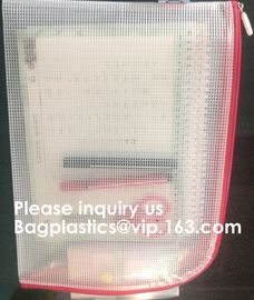 Transparent clear mesh pvc zipper Zip lockk document file bag B5 plastic PVC file document students office storage bag